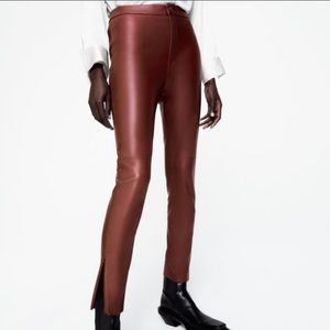 NWT Zara high waisted faux leather legging size M